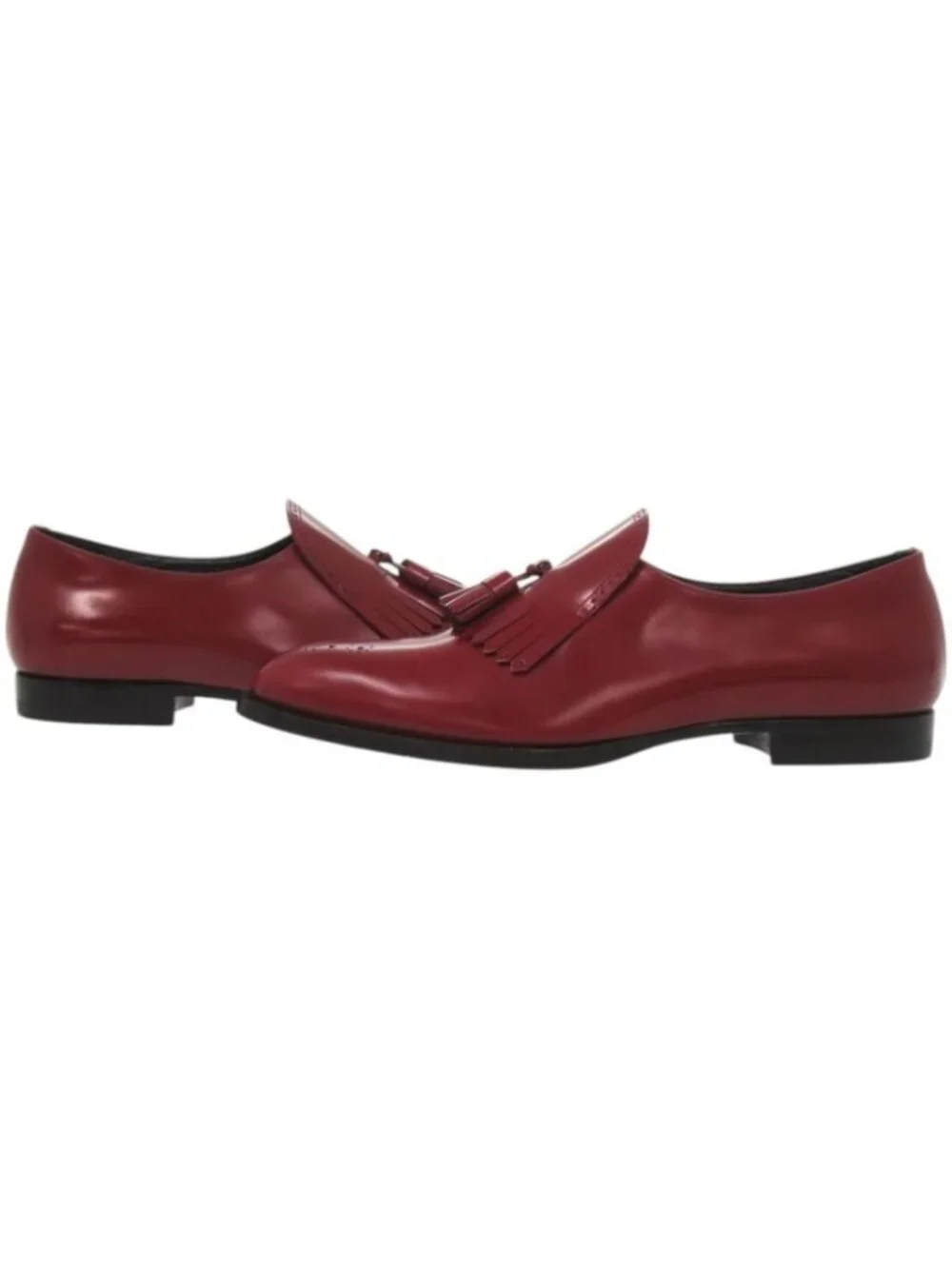 Celine Loafers Tassel Leather Red Shoes - Picture 8 of 10